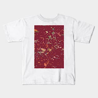 Dark Red Bohemian Fiber Art mixed media Kids T-Shirt